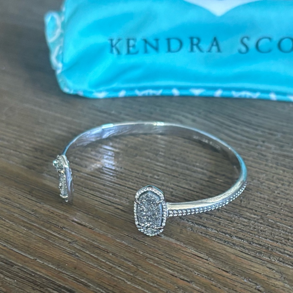 Kendra Scott Elton Silver Cuff Bracelet with Platinum Drusy